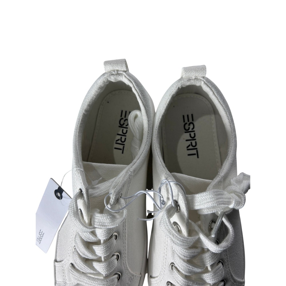 ESPRIT Womens Tallya Canvas Lace Up Sneakers White 8M NEW - Picture 3 of 8